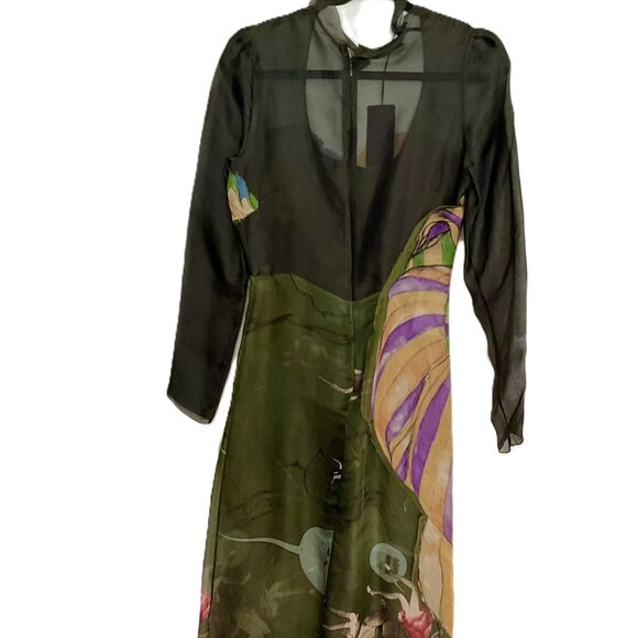 Prada Runway Butterfly Print 100% Silk Dress, Size 42, Made in Italy. - Picture 2 of 6